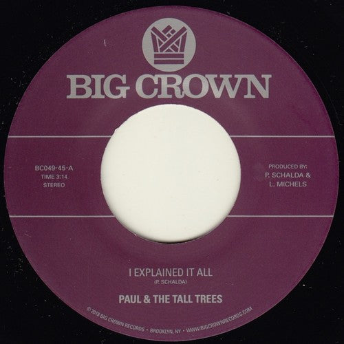 the album cover for Mattison Paul & Tall Trees - I Explained It All / Watch Out