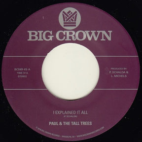 the album cover for Mattison Paul & Tall Trees - I Explained It All / Watch Out