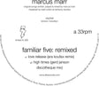 the album cover for Marcus Marr - Familiar Five: Remixed