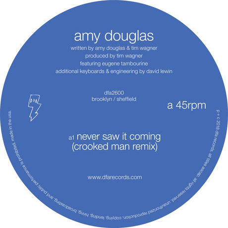 the album cover for Amy Douglas - Never Saw It Coming