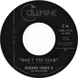 the album cover for Durand Jones & The Indications - Don't You Know [Vinyl Single]