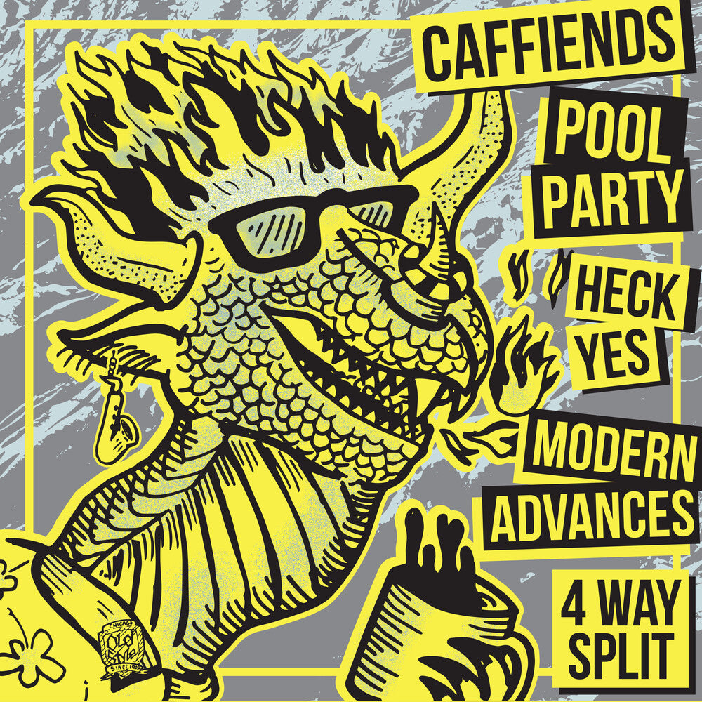 the album cover for Caffiends / Heck Yes / Modern Advances - 4 Way Split