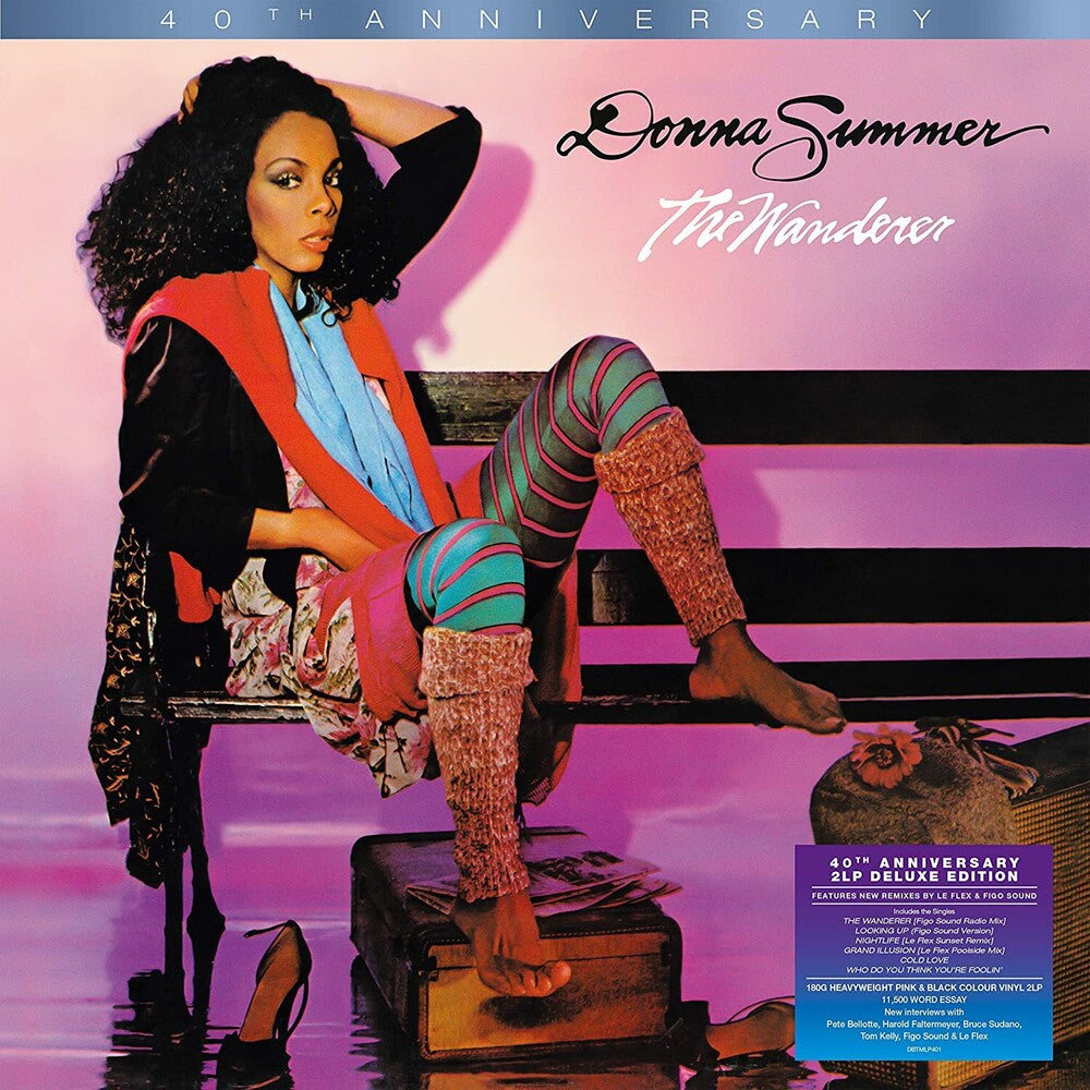 the album cover for Donna Summer - Wanderer: 40th Anniversary [180-Gram Pink & Black Colored Vinyl]