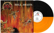 the album cover for Slayer - Hell Awaits [Limited Edition Transparent Orange & Black Split LP]