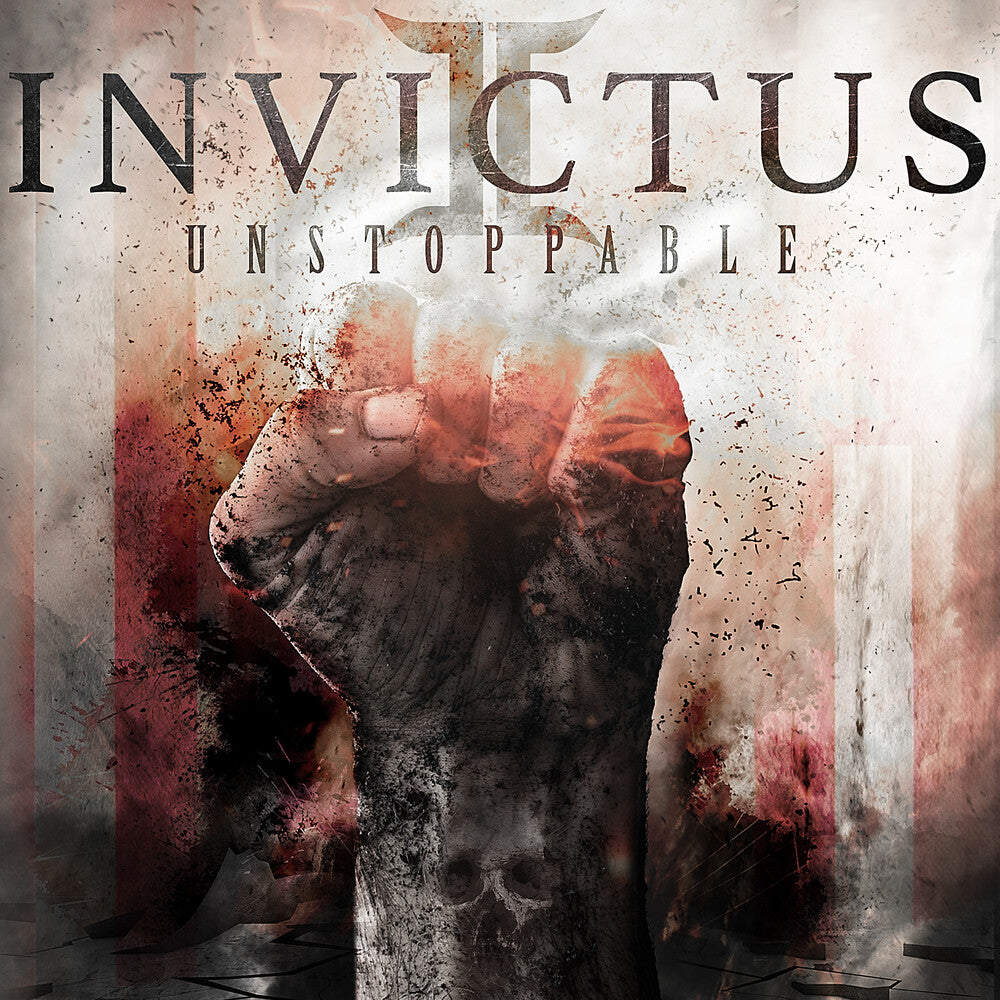 the album cover for Invictus - Unstoppable - Clear + Blue Marble + Red Splatter