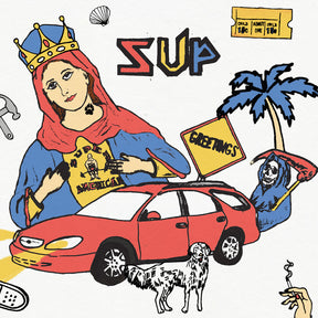 the album cover for Super American - Sup - Half Red / Half Blue (Blue) [Colored Vinyl] (Red)