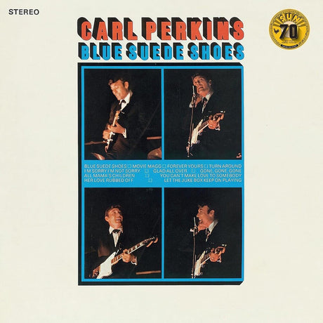 the album cover for Carl Perkins - Blue Suede Shoes