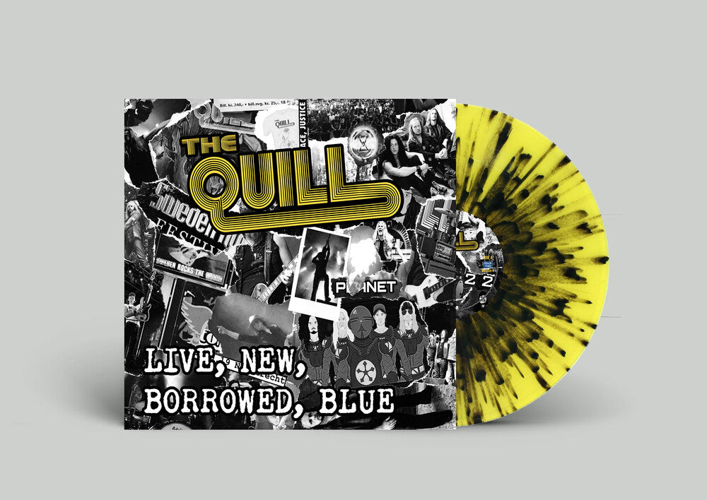 the album cover for The Quill - Live, New, Borrowed, Blue - Black Yellow Splatter