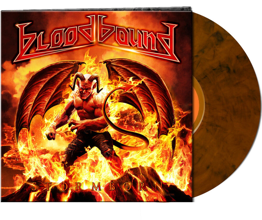 the album cover for Bloodbound - Stormborn - Orange/Black Marbled (Blk) [Clear Vinyl]