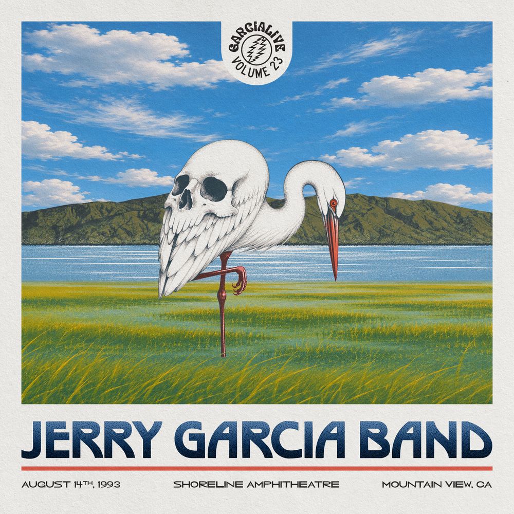 the album cover for Jerry Garcia Band - GarciaLive Volume 23: August 14th, 1993 Shoreline Amphitheatre