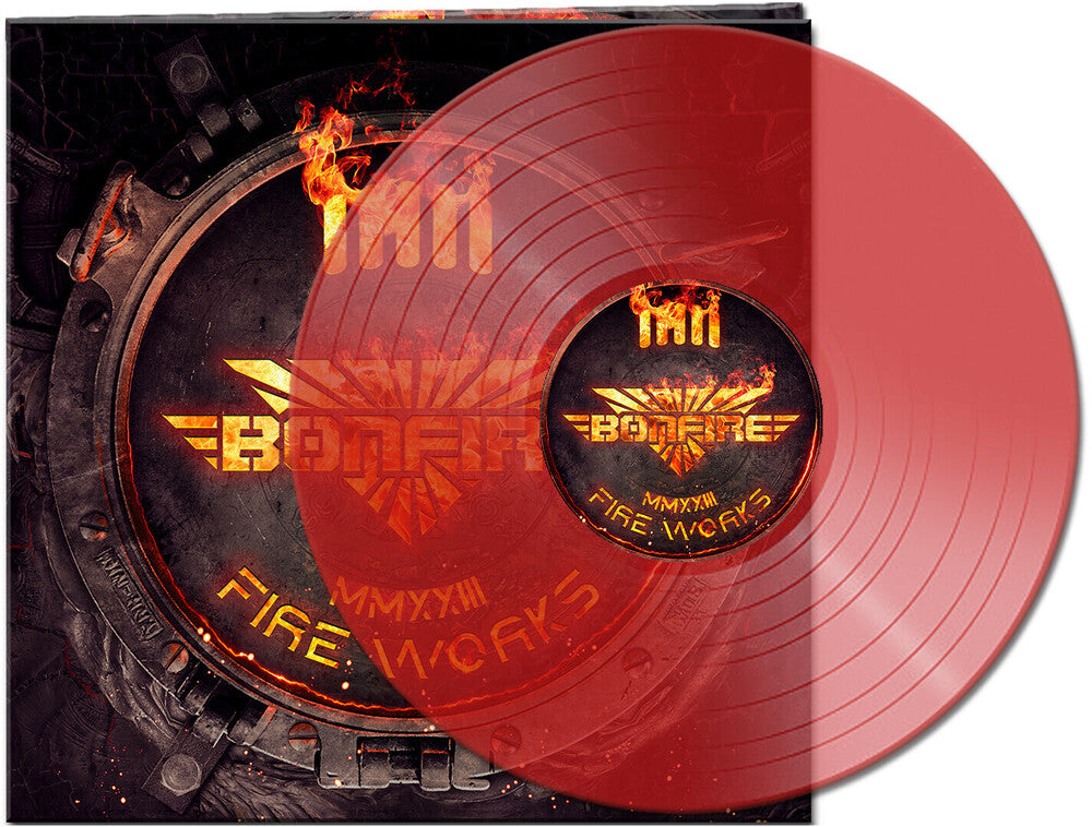 the album cover for Bonfire - Fireworks Mmxxiii - Clear Red [Clear Vinyl] (Gate) (Red)