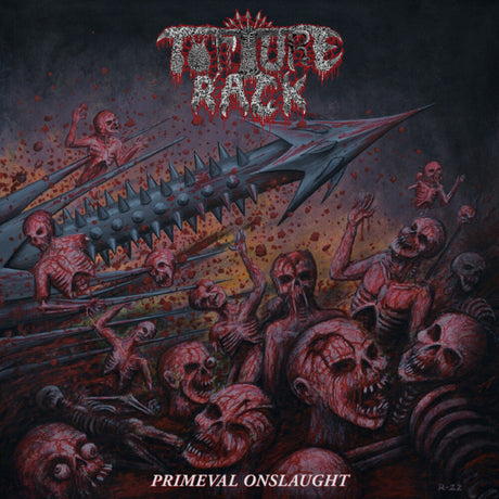 the album cover for Torture Rack - Primeval Onslaught - Deep Purple/Hot Pink [Colored Vinyl]