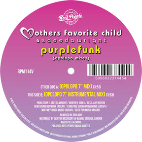 the album cover for Mothers Favorite Child & Saeeda Wright - Purple Funk (Opolopo Remixes) [Colored Vinyl] (Purp)