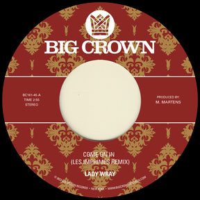 the album cover for Lady Wray, Les Imprimés, & Surprise Chef - Come On In (Les Imprimés Remix) b/w Under The Sun (Surprise Chef Remix) [Vinyl Single]