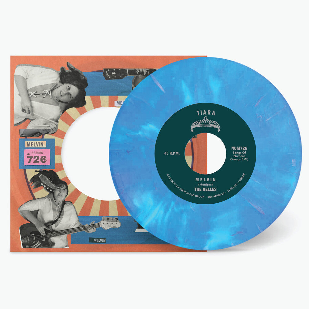 the album cover for The Belles - Melvin b/w Come Back [Blue & White Marble Vinyl Single]
