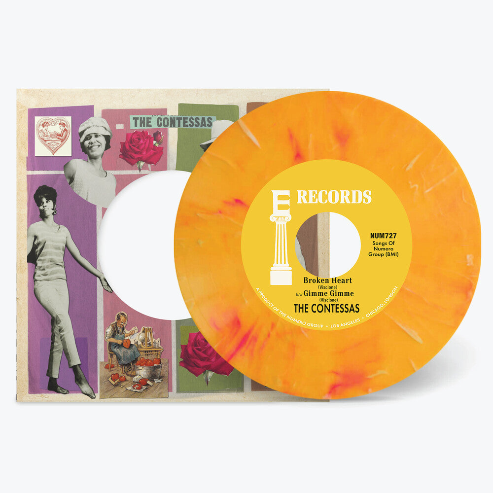 The Contessas - Broken Heart b/w Gimme Gimme [Opaque Peach & White Marble Vinyl Single]