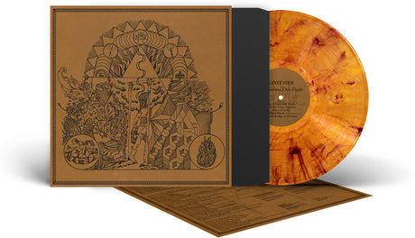 the album cover for kinit her - Nature Out There - Amber/Black Marble [Colored Vinyl]