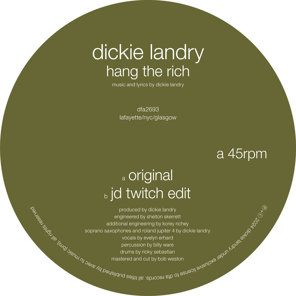 Dickie Landry - Hang The Rich [12" Vinyl]