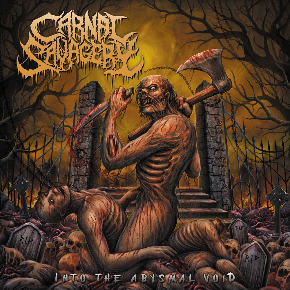 the album cover for Carnal Savagery - Into The Abysmal Void [Colored Vinyl] [Clear Vinyl] [Limited Edition] (Ylw)