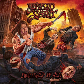 the album cover for Morbid Saint - Swallowed By Hell - Red [Colored Vinyl] (Red)