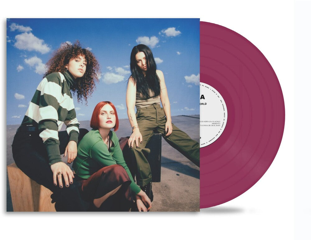 the album cover for Muna - Saves The World - Raspberry Colored Vinyl
