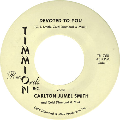 the album cover for Carlton Smith  Jumel / Cold Diamond & Mink - Devoted To You/Devoted To You (Instrumental) (Ylw)