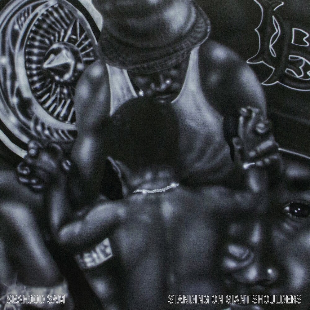 the album cover for Seafood Sam - Standing On Giant Shoulders - Cream & Orange