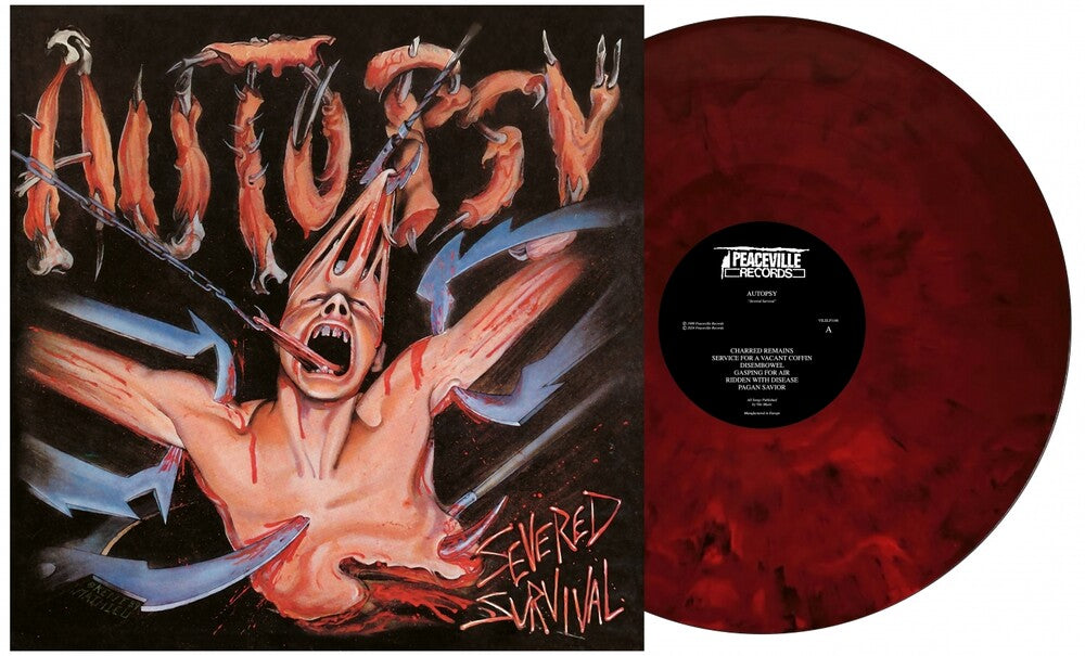 the album cover for Autopsy - Severed Survival: 35th Anniversary - Red Sleeve