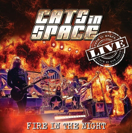 the album cover for Cats in Space - Fire In The Night: Live - White Vinyl [Colored Vinyl] (Wht)