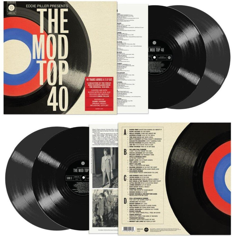 the album cover for Eddie Piller Presents The Mod Top 40 / Various - Eddie Piller Presents The Mod Top 40 / Various
