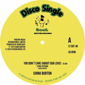 the album cover for China Burton - You Don't Care (About Our Love)