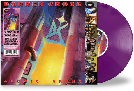 the album cover for Barren Cross - Atomic Arena [Colored Vinyl] [Limited Edition] (Purp)