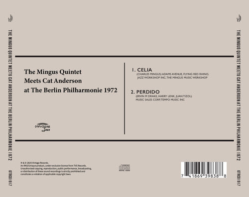 The Mingus Quintet Meets Cat Anderson at The Berlin Philharmonie 1972 (CD)