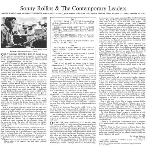 Sonny Rollins and the Contemporary Leaders (Contemporary Records Acoustic Sounds Series) (Vinyl)