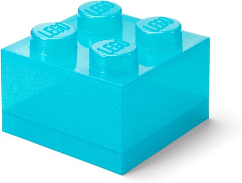 Room Copenhagen - Lego Storage Brick 4 Knobs Top Lid Glitter Blue - Collectibles