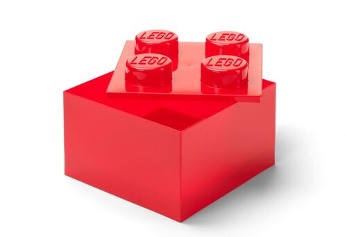 Room Copenhagen - Lego Storage Brick 4 Knobs Top Lid Translucent Red - Collectibles