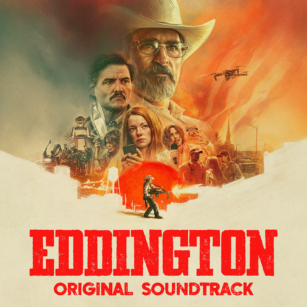 the album cover for Daniel Pemberton  / Krlic,Bobby (Blue) (Colv) (Red) - Eddington - O.S.T. (Blue) [Colored Vinyl] (Red)