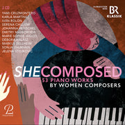 the album cover for Yami Cruzmontero - She Composes - 53 Pno Pieces By Women Composers