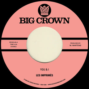the album cover for Les Imprimes - You & I B/W Miss The Days