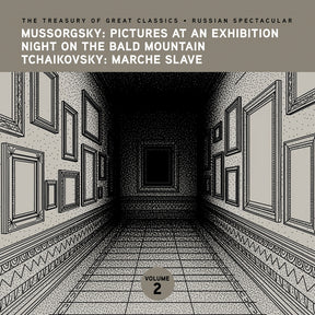 the album cover for Prague Symphony Orchestra - The Treasury of Great Classics - Russian Spectacular - Vol. 2. Mussorgsky: Pictures at an Exhibition, Night on Bald Mountain & T