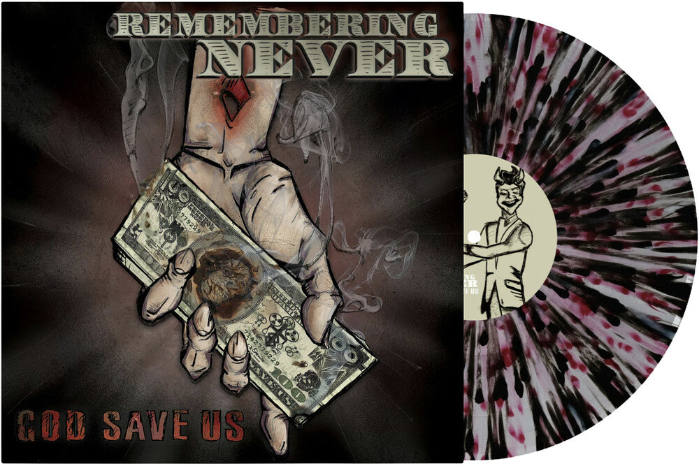 the album cover for Remembering Never - God Save Us [Clear with White, Red, Black Splatter]