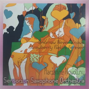 the album cover for Sensorium Saxophone Orchestra - Tomorrow Never Knows/Strawberry Fields Forever