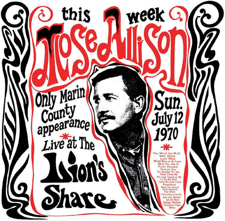 the album cover for Mose Allison - Live At The Lion's Share July 12 1970 - Remastered