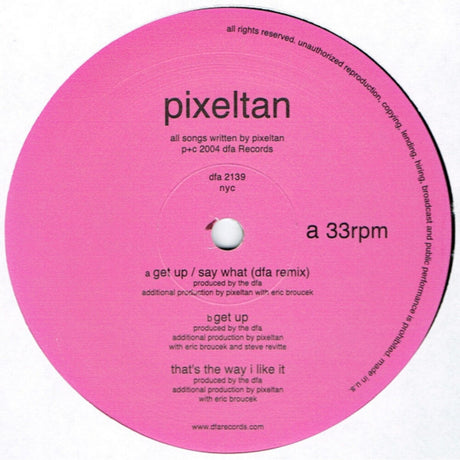 the album cover for Pixeltan - Get Up / Say What