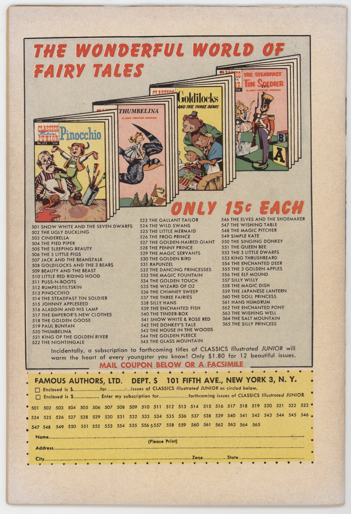 Classics Illustrated Junior 522 Gilberton 1956 FN Nightingale HRN 565