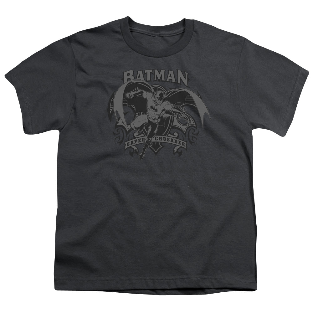 Batman Crusade Kids Youth T Shirt Charcoal Officially Licensed