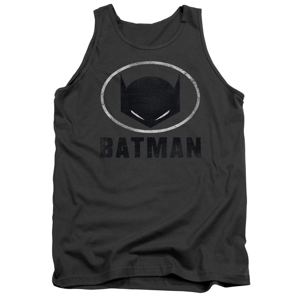 Batman Mask In Oval Mens Tank Top Shirt Charcoal Officially Licensed