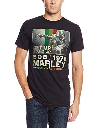 Bob Marley Zion Rootswear Men'S Bob Marley Get Up T-Shirt, Black, Large [T-Shirt]