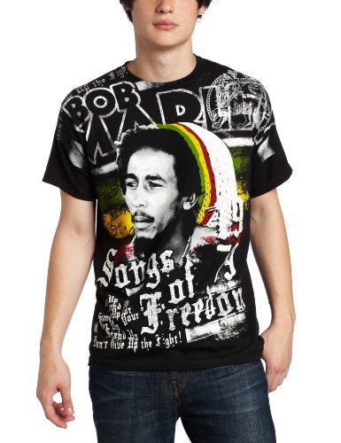 Bob Marley Zion Rootswear Men'S Bob Marley Short Sleeve Freedom T-Shirt,Black, Medium [T-Shirt]