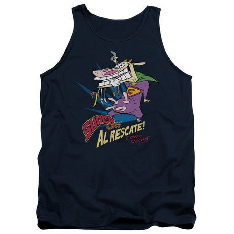 Cow & Chicken Super Cow Mens Tank Top Shirt Navy Officially Licensed